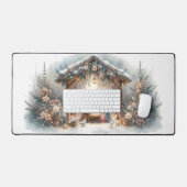 Rustikale Krippe mit Winter Florals Schreibtischunterlage (Tastatur & Maus)