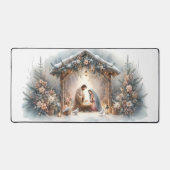 Rustikale Krippe mit Winter Florals Schreibtischunterlage (Vorderseite)