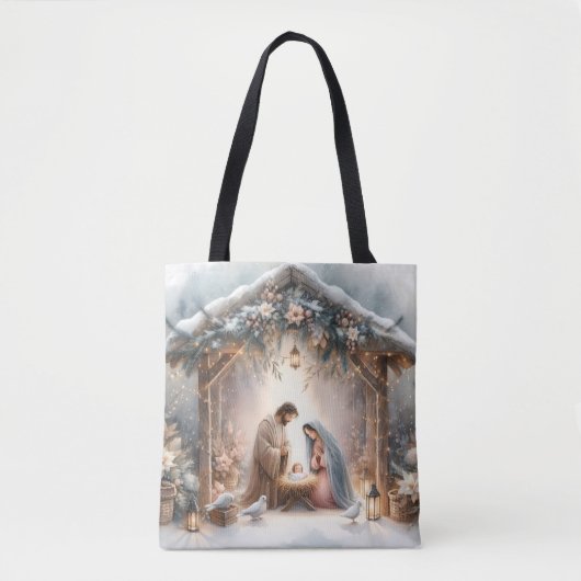 Rustikale Krippe mit Winter Florals Tasche (Vorderseite)