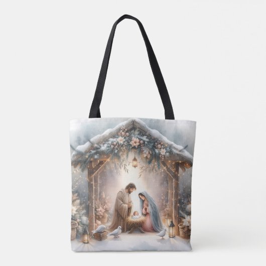 Rustikale Krippe mit Winter Florals Tasche (Rückseite)