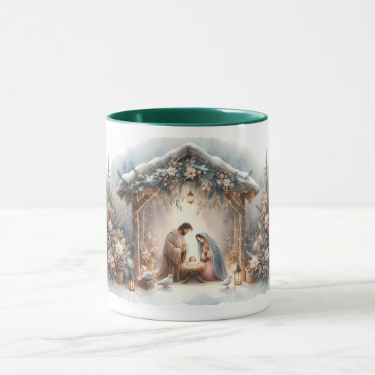 Rustikale Krippe mit Winter Florals Tasse (Zentrum)