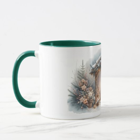 Rustikale Krippe mit Winter Florals Tasse (Links)