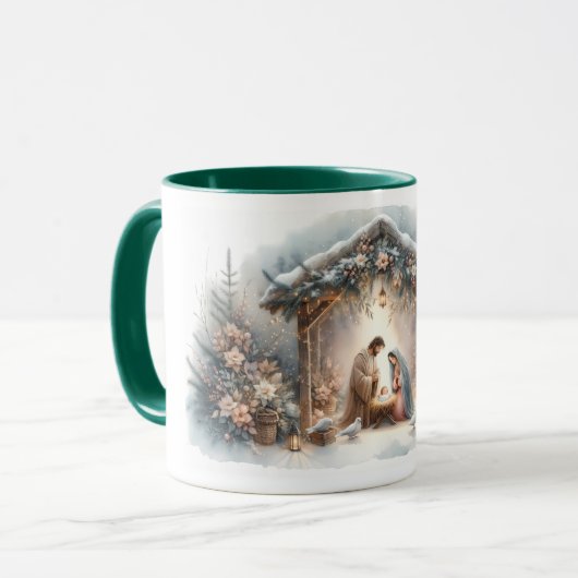 Rustikale Krippe mit Winter Florals Tasse (Vorderseite Links)