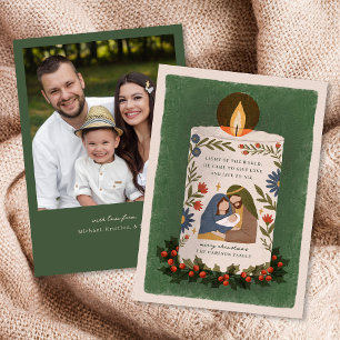 Rustikale Krippe religiöses Weihnachtsfest Foto Feiertagskarte