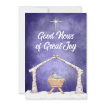 Rustikale Krippenszene mit Foto auf der Rückseite