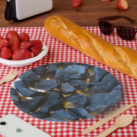 Rustikale kroatische Stone Wall Fotografie Pappteller (Picknick)