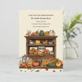 Rustikale Küche Erntedank Abendessen Einladung (Stehend Vorderseite)