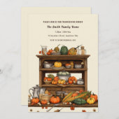 Rustikale Küche Erntedank Abendessen Einladung (Vorne/Hinten)