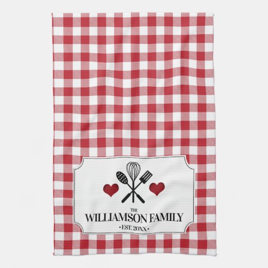 Rustikale Küche Familienname Geschirrtuch (Vertikal)