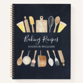 Rustikale Küche Geschirr schwarz Backen Rezept Buc Notizblock (Vorderseite)