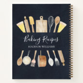 Rustikale Küche Geschirr schwarz Backen Rezept Buc Notizblock (Rückseite)