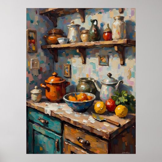 Rustikale Küche Stillleben Poster (Vorne)