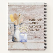 Rustikale Küche Utensil Blume Weißes Holzrezept Notizblock (Rückseite)