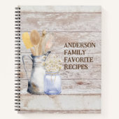 Rustikale Küche Utensil Blume Weißes Holzrezept Notizblock (Vorderseite)