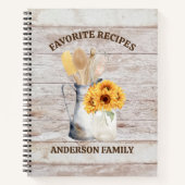 Rustikale Küche Utensil Sonnenblume Weißes Holz Re Notizblock (Vorderseite)