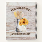 Rustikale Küche Utensil Sonnenblume Weißes Holz Re Notizblock (Rückseite)