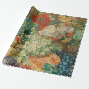 Rustikale Küchenkunst Vintage Frucht Blumen Druck Geschenkpapier