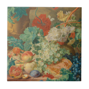 Rustikale Küchenkunst Vintage Früchte Blumen Druck Fliese