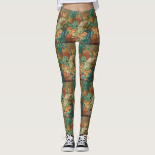 Rustikale Küchenkunst Vintage Früchte Blumen Druck Leggings