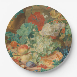 Rustikale Küchenkunst Vintage Früchte Blumen Druck Pappteller