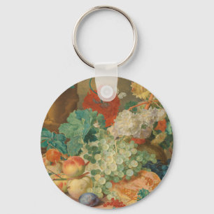 Rustikale Küchenkunst Vintage Früchte Blumen Druck Schlüsselanhänger