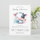Rustikale Kuh Babydusche Einladung (Stehend Vorderseite)
