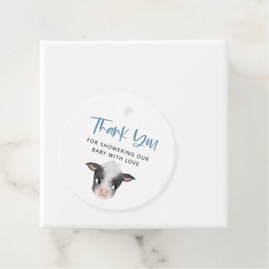 Rustikale Kuh Boy Babydusche Geschenkanhänger (Beispiel)