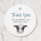 Rustikale Kuh Boy Babydusche Geschenkanhänger (Vorderseite)