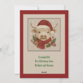 Rustikale Kuh mit Weihnachtsmannmütze Feiertagskarte (Rückseite)