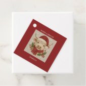 Rustikale Kuh mit Weihnachtsmannmütze Geschenkanhänger (Beispiel)