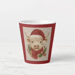 Rustikale Kuh mit Weihnachtsmannmütze Milchtasse