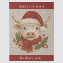 Rustikale Kuh mit Weihnachtsmannmütze Seidenpapier