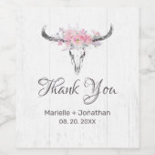 Rustikale Kuh Skull Boho Blues Wasserfarbe Weinetikett (Einzelnes Label)