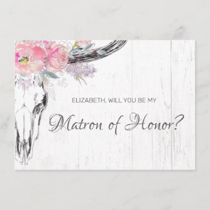 Rustikale Kuh Skull Boho Blush Bloral Matron of Ho Einladung