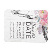 Rustikale Kuh Skull Boho Blush Bloral Save the Dat Magnet (Horizontal)