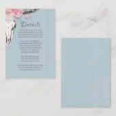 Rustikale Kuh Skull Boho Blush Wasserfarbe Blau Begleitkarte (Vorne/Hinten)