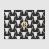 Rustikale Kuh Skull Boho Monogram Personalisiert Seidenpapier (Vorderseite)
