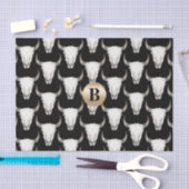 Rustikale Kuh Skull Boho Monogram Personalisiert Seidenpapier (Handwerk)