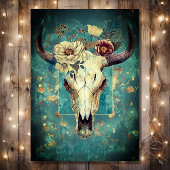 Rustikale Kuh Skull Floral Boho Western Hochzeit Einladung