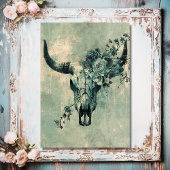 Rustikale Kuh Skull Floral Boho Western Hochzeit Einladung