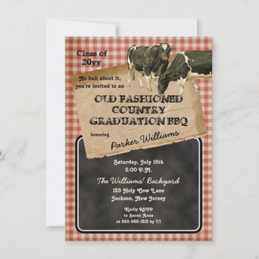 Rustikale Kühe Rindfleisch Hinterhof Grad Keks GRI Einladung (Vorderseite)