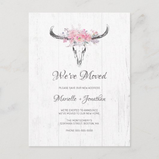 Rustikale Kuhhaut Blütenflöte Boho Bewegung Ankündigungspostkarte (Vorderseite)