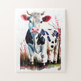 Rustikale Kuhkunst mit Blüten - Bauernhaus-Dekorat Puzzle