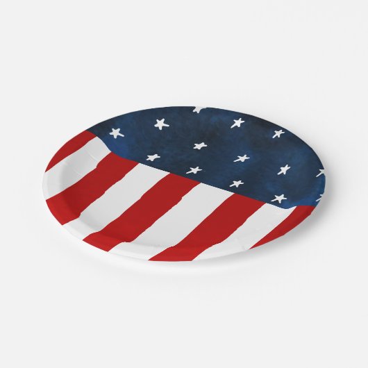 Rustikale, kühne Wasserfarbenflagge Pappteller (Schrägansicht)