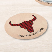 Rustikale Kuhschädel Personalisierte PapierUnterse Runder Pappuntersetzer (Angewinkelt)