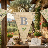 Rustikale Kunst-Burlap & Olivenzweig Botanische Mo Wimpelkette