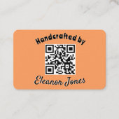 Rustikale Kunsthandwerk-Pfirsich-QR-Code Visitenkarte (Vorderseite)