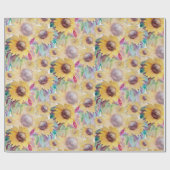 Rustikale künstlerische Sonnenblumen Kunst, Dichtu Geschenkpapier (Flach)