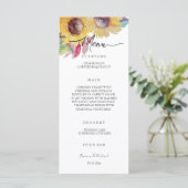 Rustikale künstlerische Sonnenblumen Kunst, Dichtu Menükarte (Stehend Vorderseite)