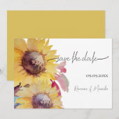 Rustikale künstlerische Sonnenblumen Kunst, Dichtu Save The Date (Vorne/Hinten)